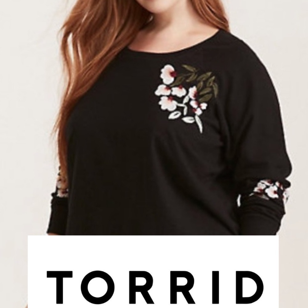 TORRID black sweater with flower design